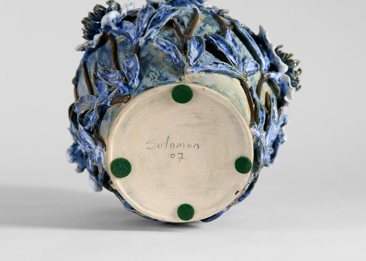 Matthew Blue and Metalic Floral Glazed Ceramic Vessel, United States, 2021 In Excellent Condition In New York, NY