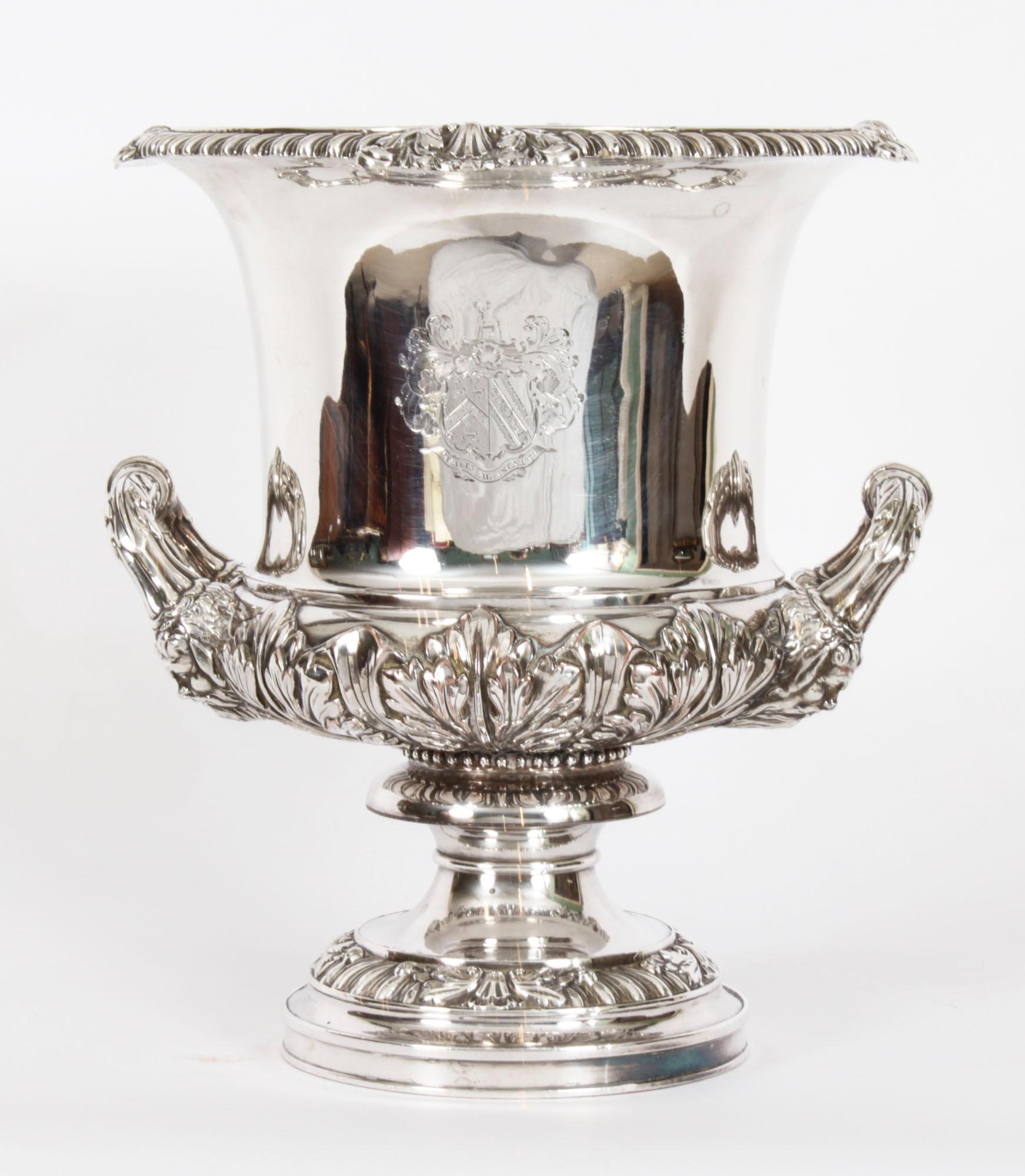 Antiguo enfriador de vino Jorge III de Matthew Boulton con cresta de Robinson S. XVIII en venta 13