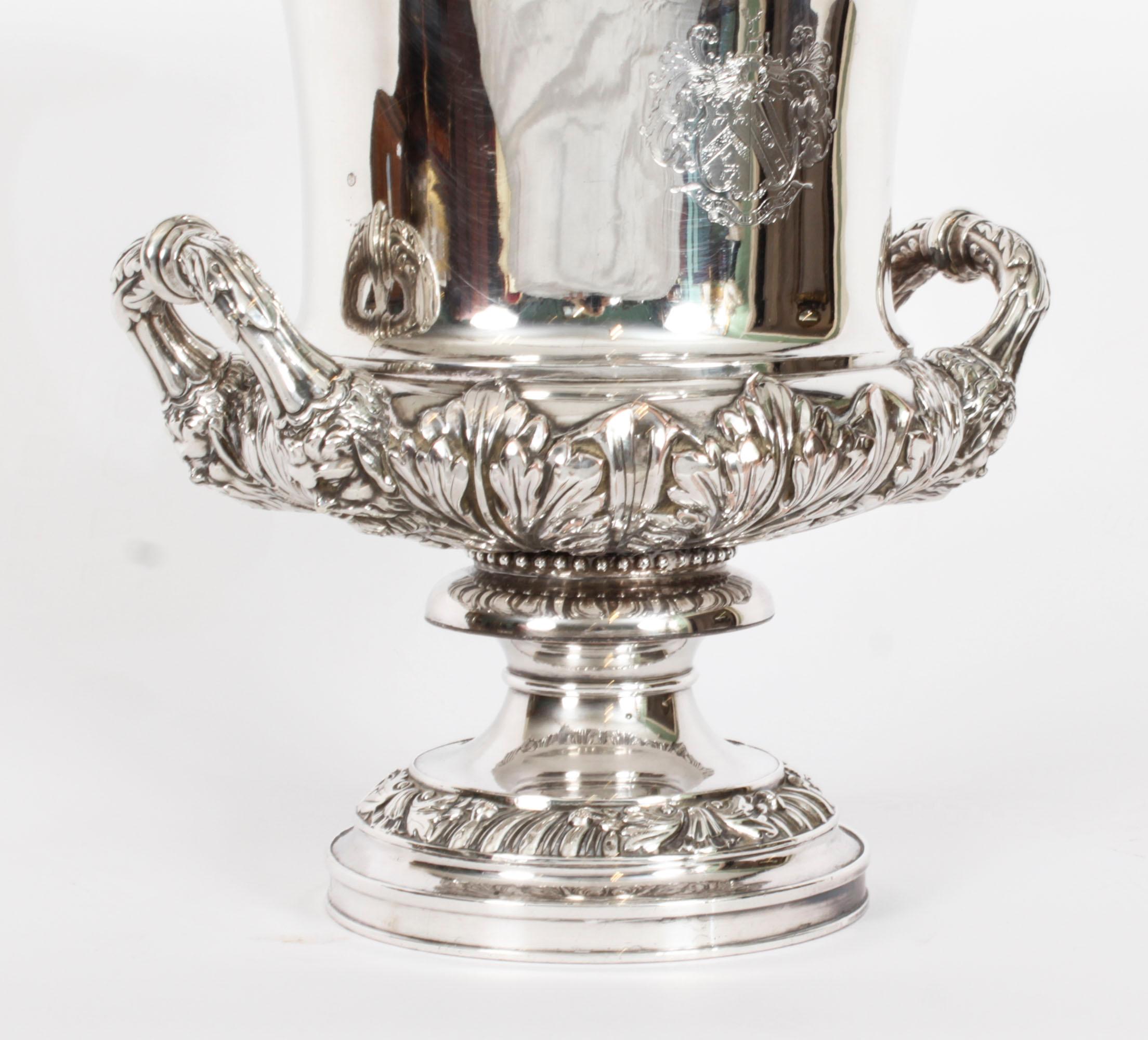 Antiguo enfriador de vino Jorge III de Matthew Boulton con cresta de Robinson S. XVIII en venta 3