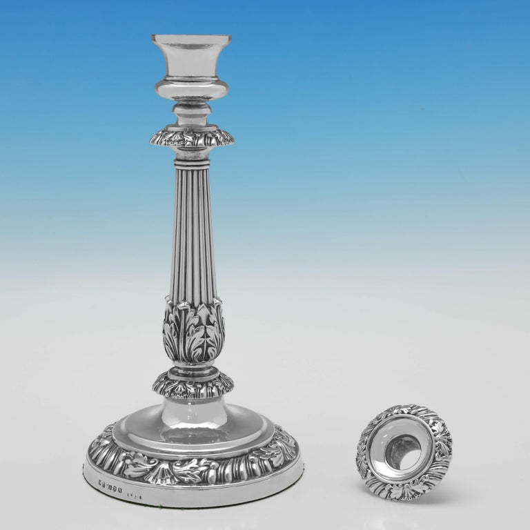 Matthew Boulton, Regency Design Antique Sterling Silver Candlesticks