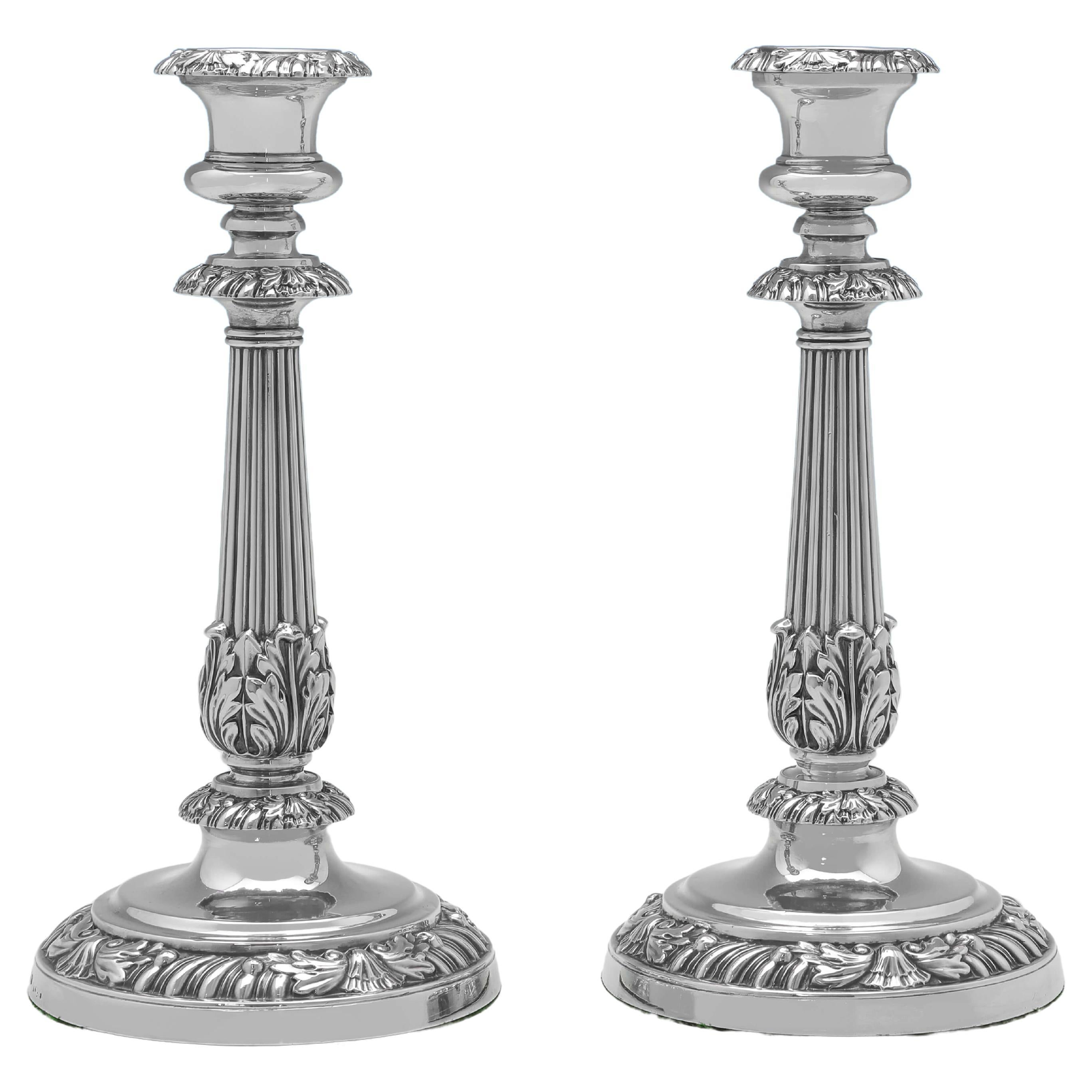 Matthew Boulton, Regency Design Antique Sterling Silver Candlesticks, 1821