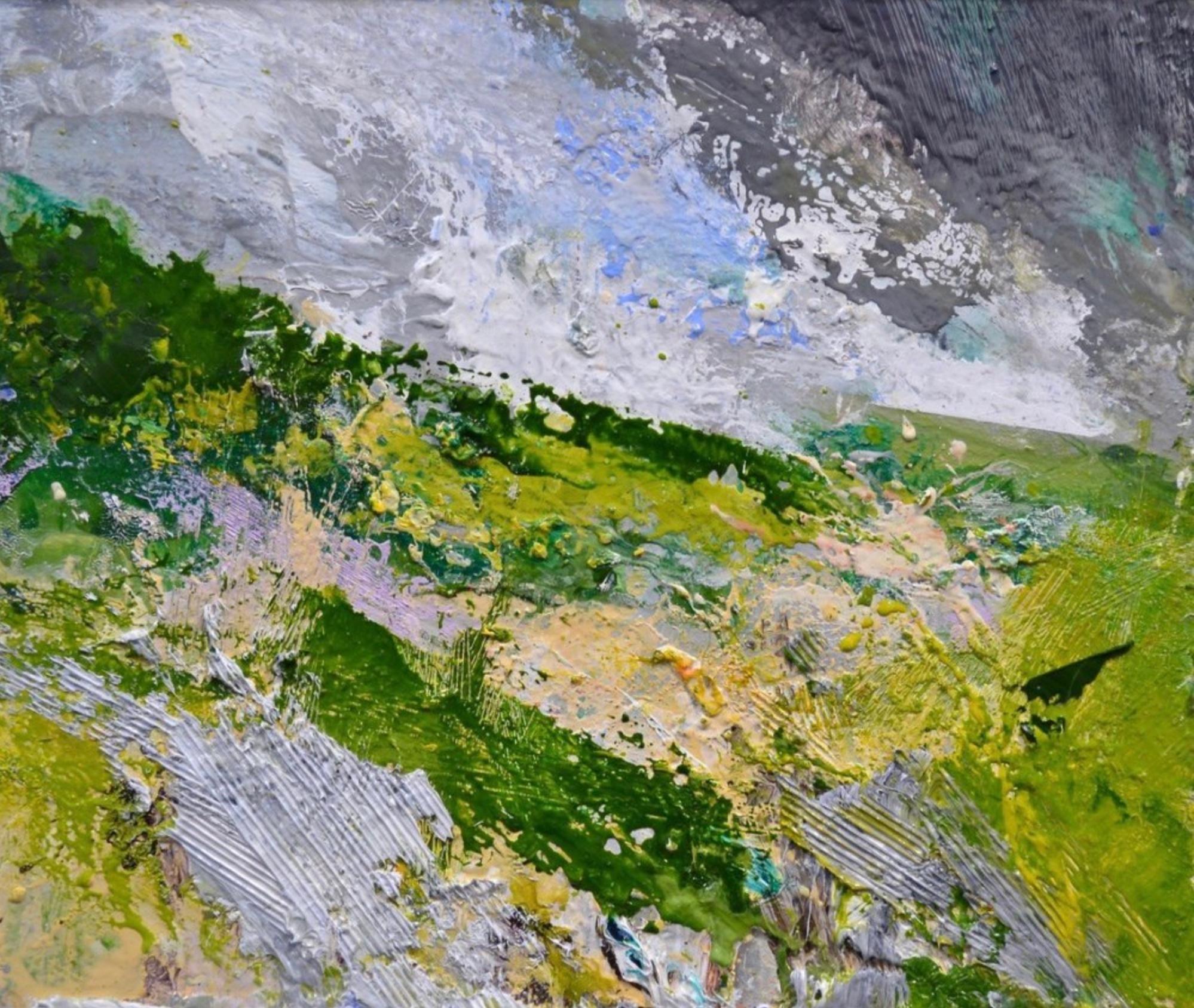 Matthew Bourne  Abstract Painting - Grassland, Rocks, Downpour