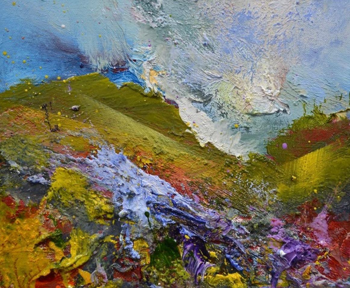 Matthew Bourne  Landscape Painting - Heather, Hillside, Wild Flowers