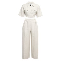 Matthew Bruch Light Grey Linen Top 
Pants Set S