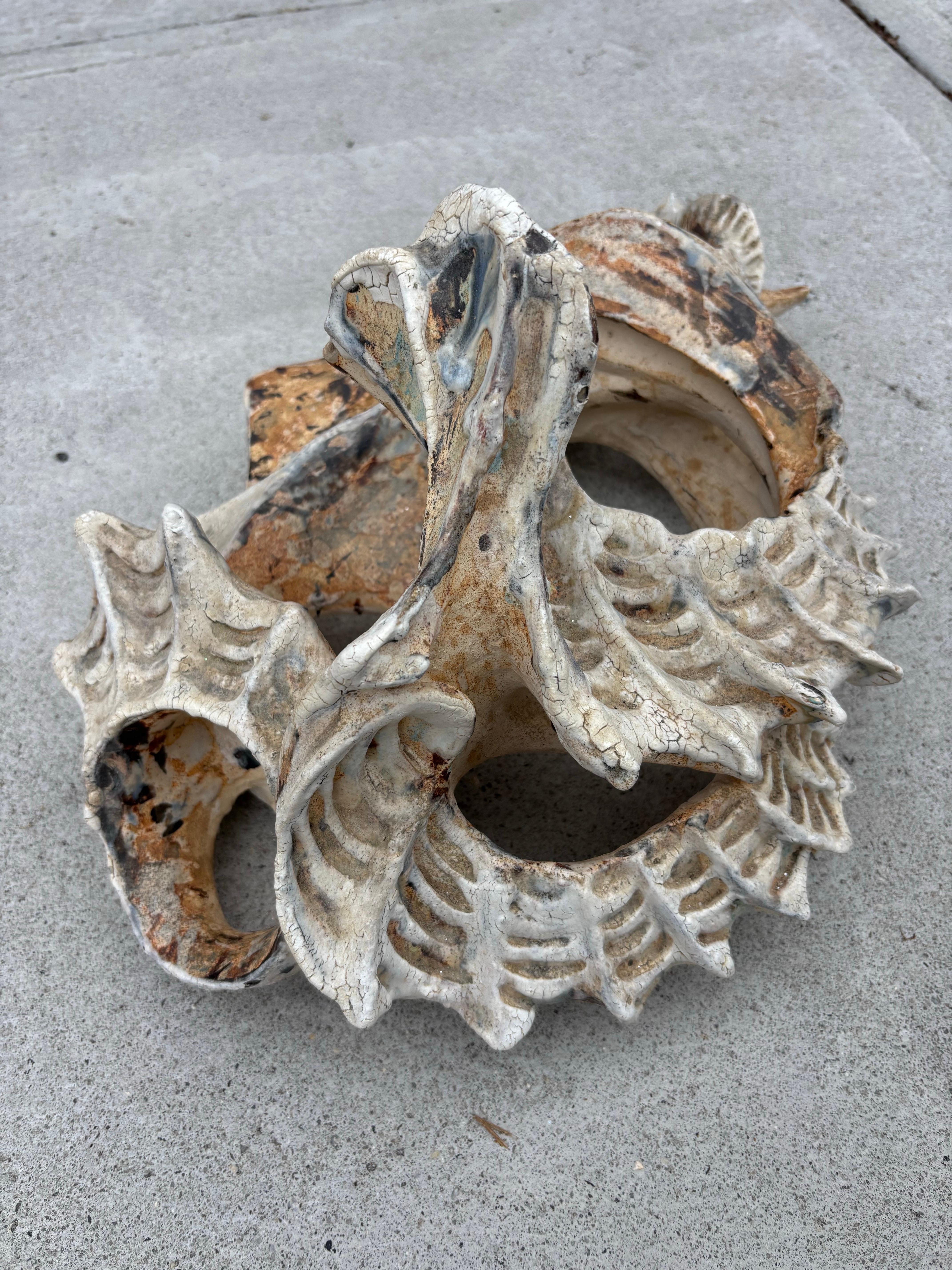 Matthew Burton Shell Sculpture signed and dated 1993.  Matthew Burton had a Ceramics Gallery in Surf City NJ for over 25 years.  This is an earlier piece that was done before his Gallery opened.  In very nice original condition.  Like something you