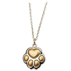 Matthew Cambery 18K White and Rose Gold Puppy Paw Pendant with Diamond Set Chain