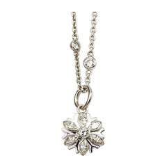 Matthew Cambery 18 Karat White Gold Marquise Diamond Snowflake Necklace