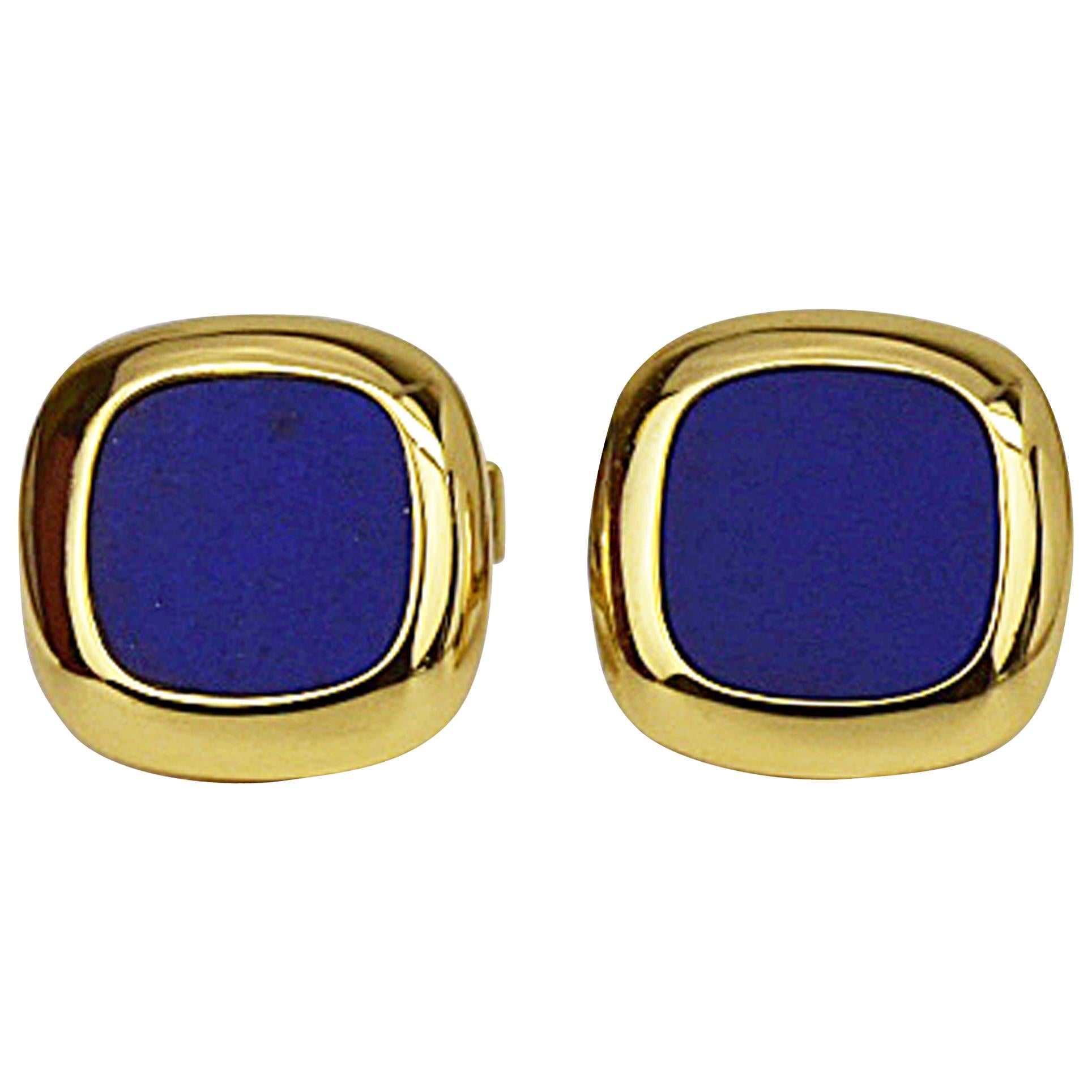 Matthew Cambery 18 Karat Yellow Gold Lapis Lazuli Cufflinks