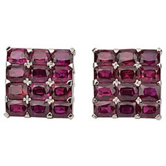 Matthew Cambery Bespoke Handmade Platinum and Emerald Cut Ruby Cufflinks