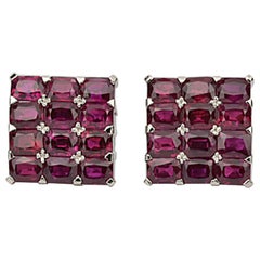 Matthew Cambery Bespoke Handmade Platinum and Emerald Cut Ruby Cufflinks