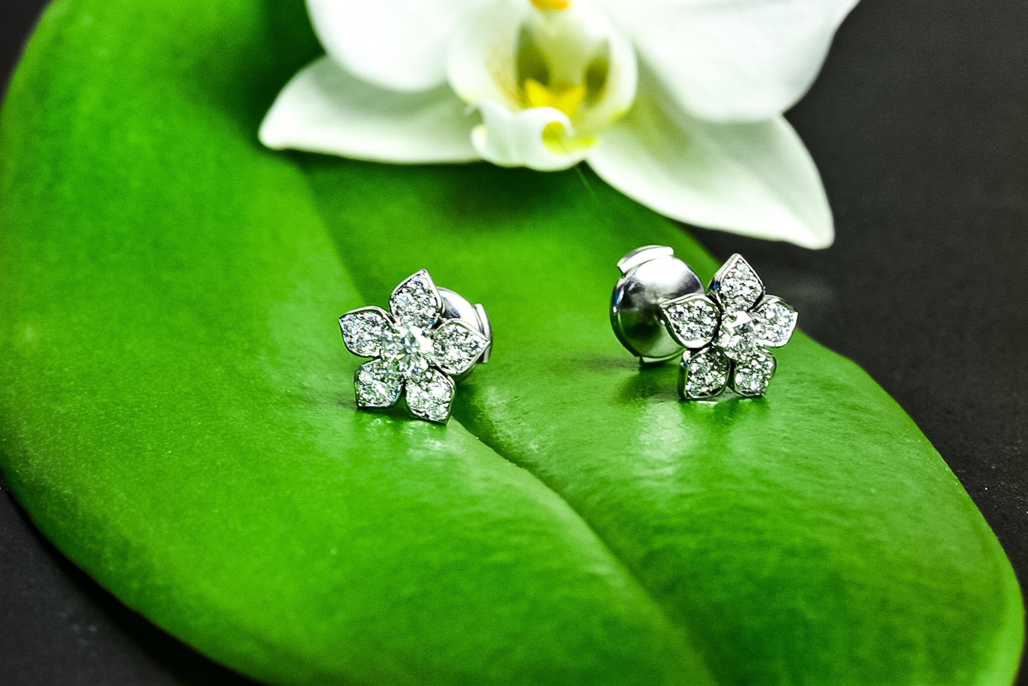 Matthew Cambery, boucles d'oreilles fleur en platine et diamants Unisexe en vente