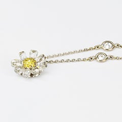 Matthew Cambery Platinum 18 Karat Gold Briolette Yellow Diamond Daisy Pendant