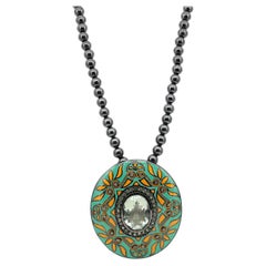 Matthew Campbell Laurenza Collar con colgante de esmalte y piedras preciosas Plata de ley 925