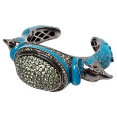 Matthew Campbell Laurenza Pulsera de plata de ley con esmalte y pavo real