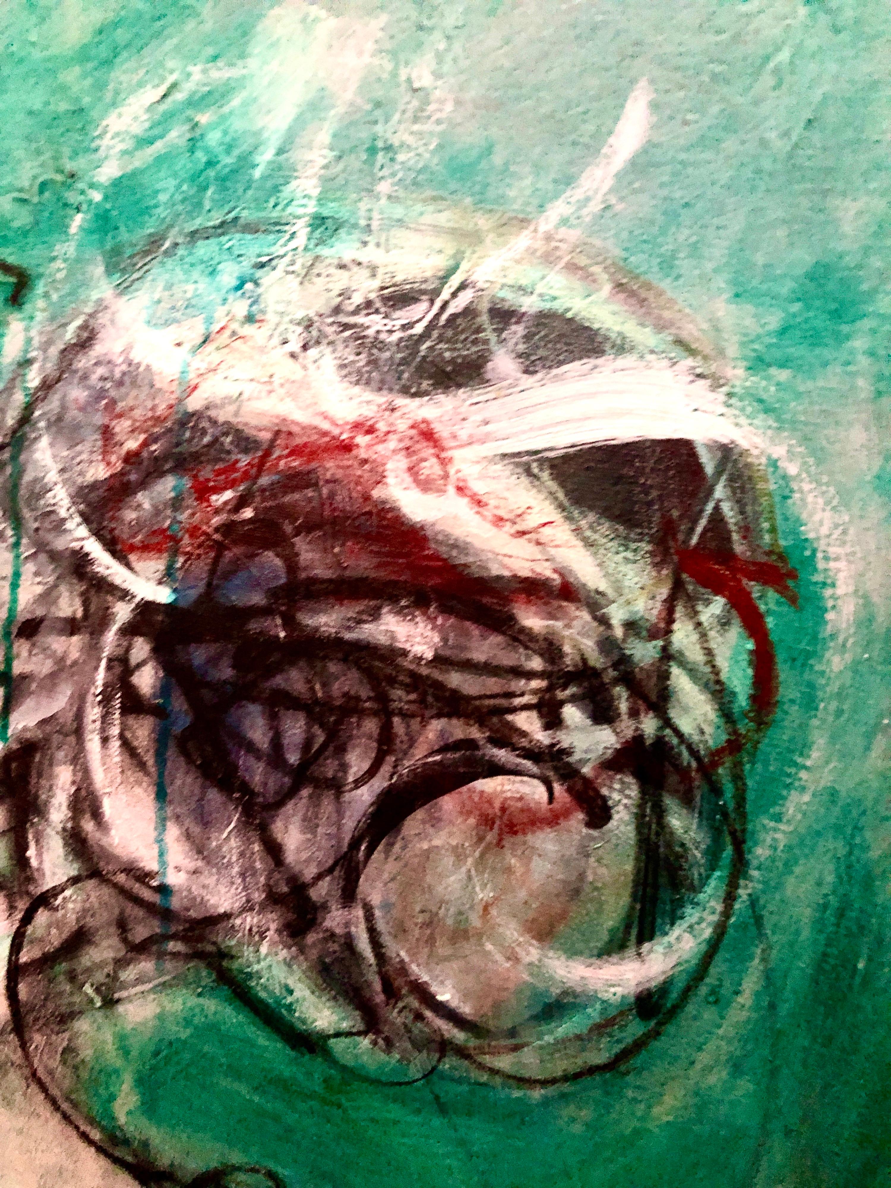 Pittura ad olio gestuale figurativa astratta espressionista surrealista di grandi dimensioni in vendita 6