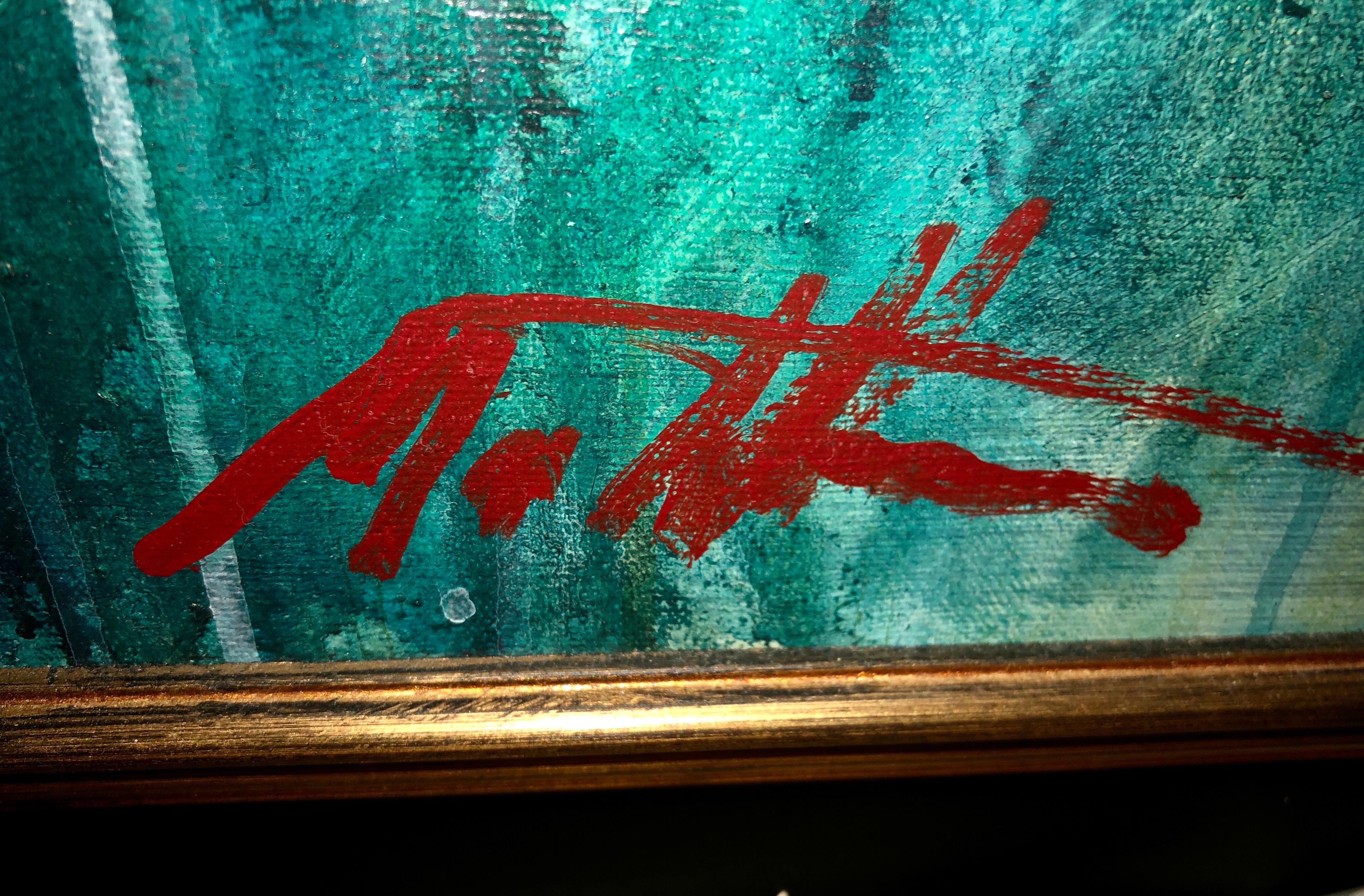 Pittura ad olio gestuale figurativa astratta espressionista surrealista di grandi dimensioni in vendita 4