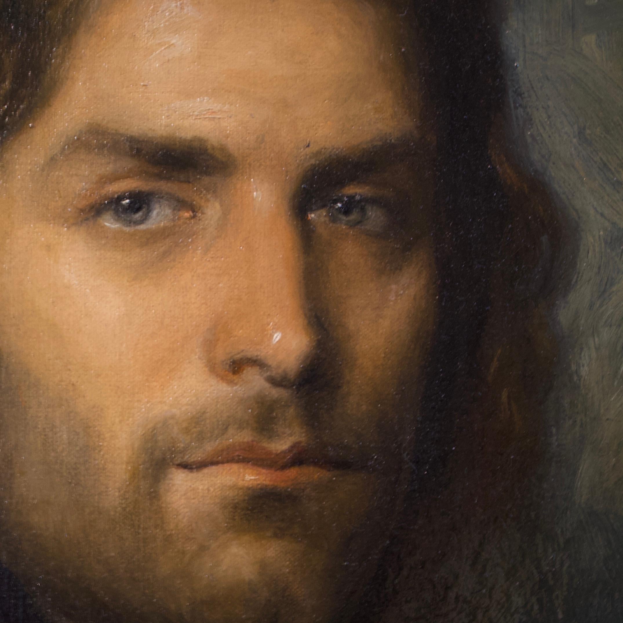 Boreas, contempory portrait of a man, Italian, American - Painting by Matthew Collins