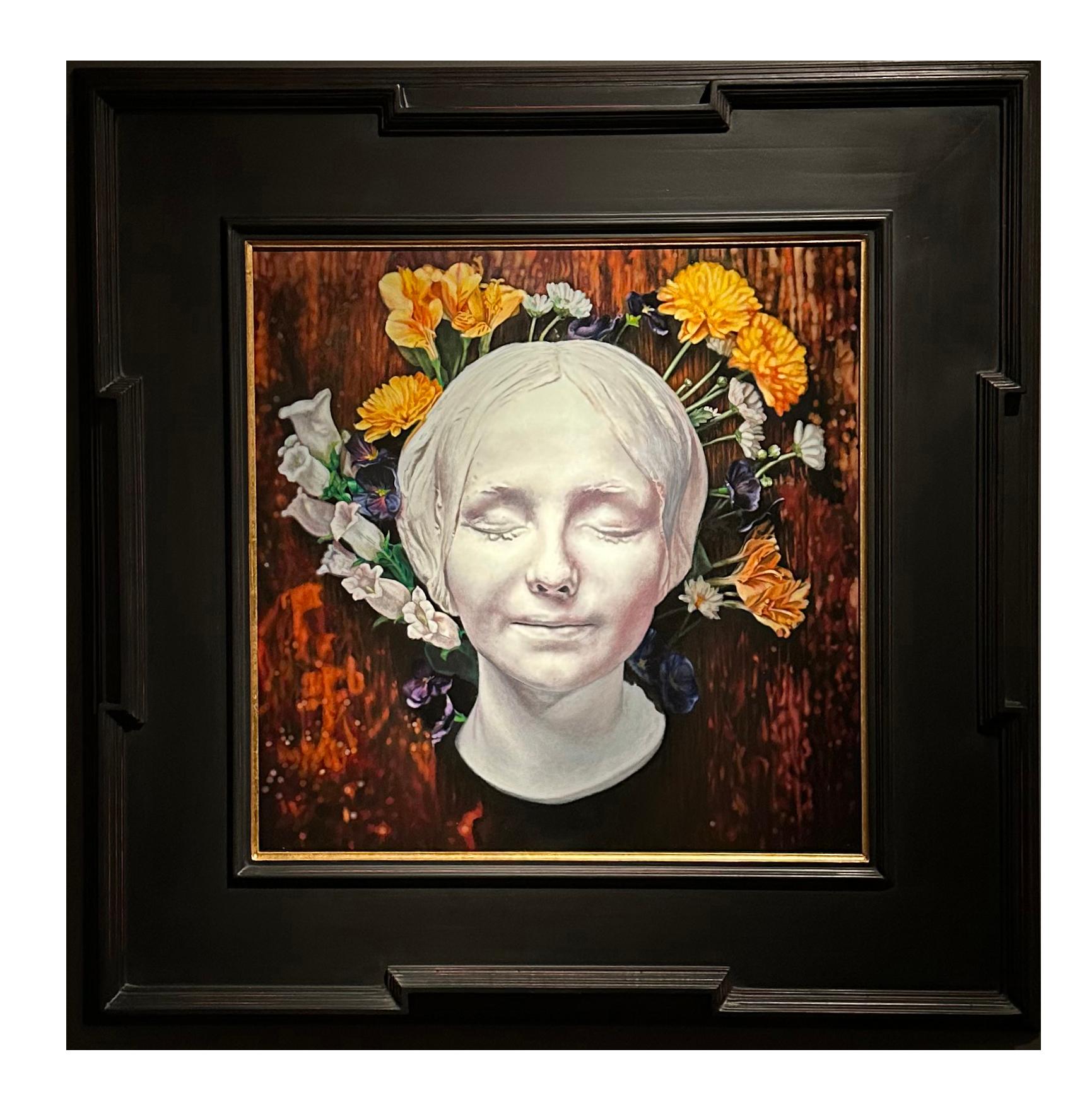Ofelia - Bodegón inspirado en Hamlet con máscara de escayola y flores en venta 5