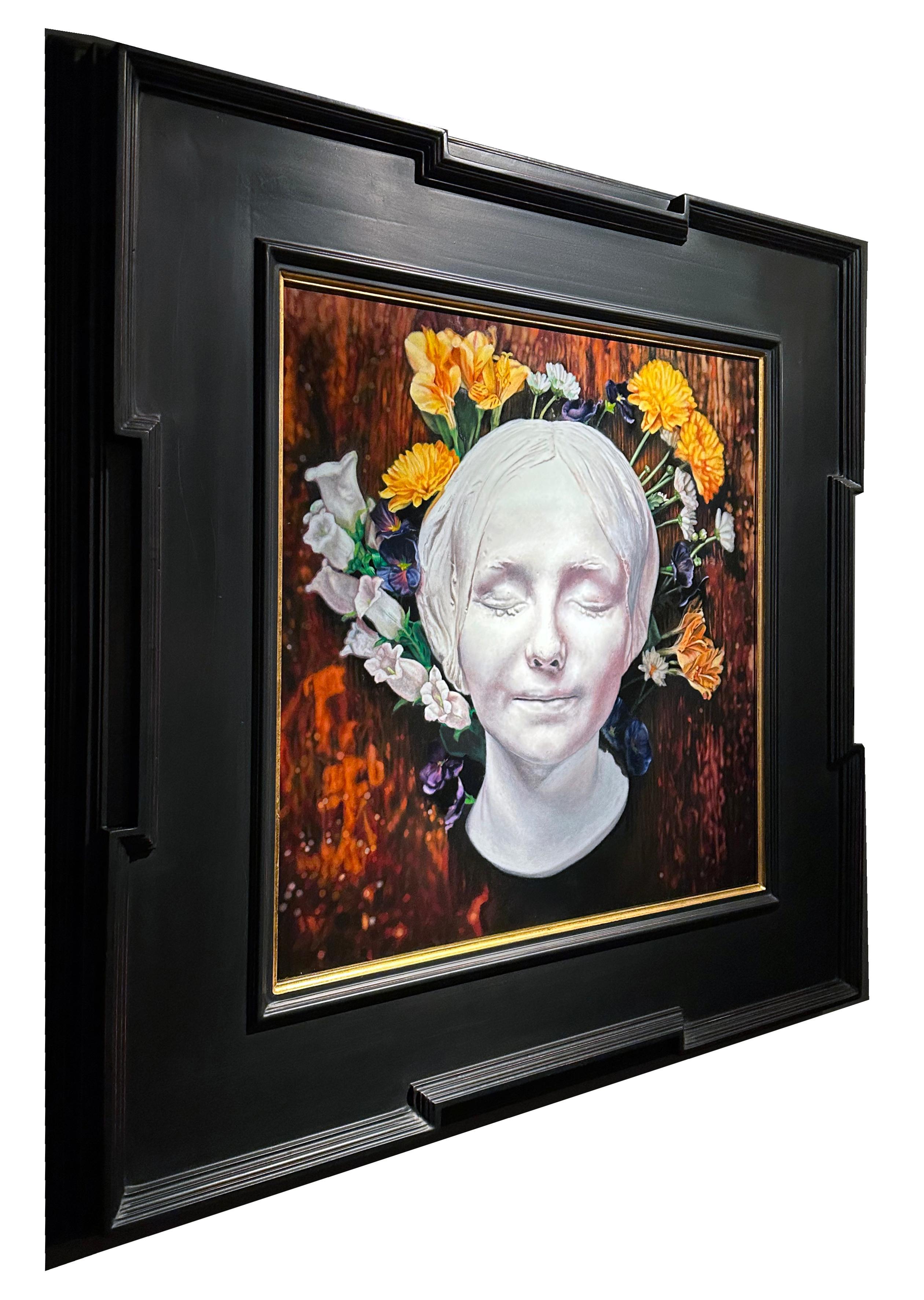 Ofelia - Bodegón inspirado en Hamlet con máscara de escayola y flores en venta 1