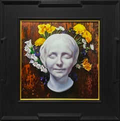Ophelia - Natura morta ispirata ad Amleto con maschera di gesso e fiori