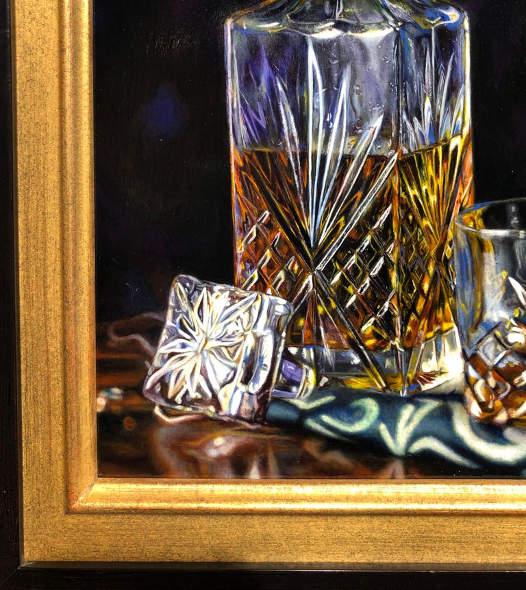 The Misunderstanding - Still Life with Honey Bee on Edge of Crystal Decanter - Old Masters Painting by Matthew Cook