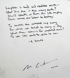 Vanitas III - Still Life Painting of a Human Skull & Flowers, Oil on Aluminum