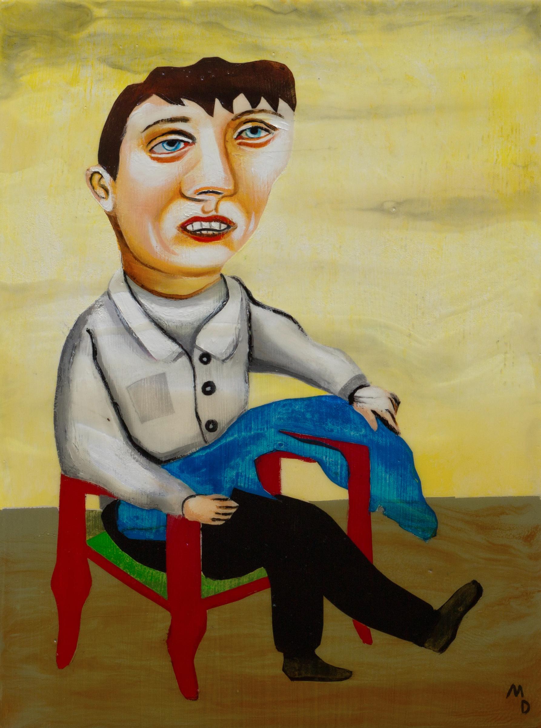 Matthew Dennison Portrait Painting - FERN FRUNZ - surrealist portrait of person in a chair