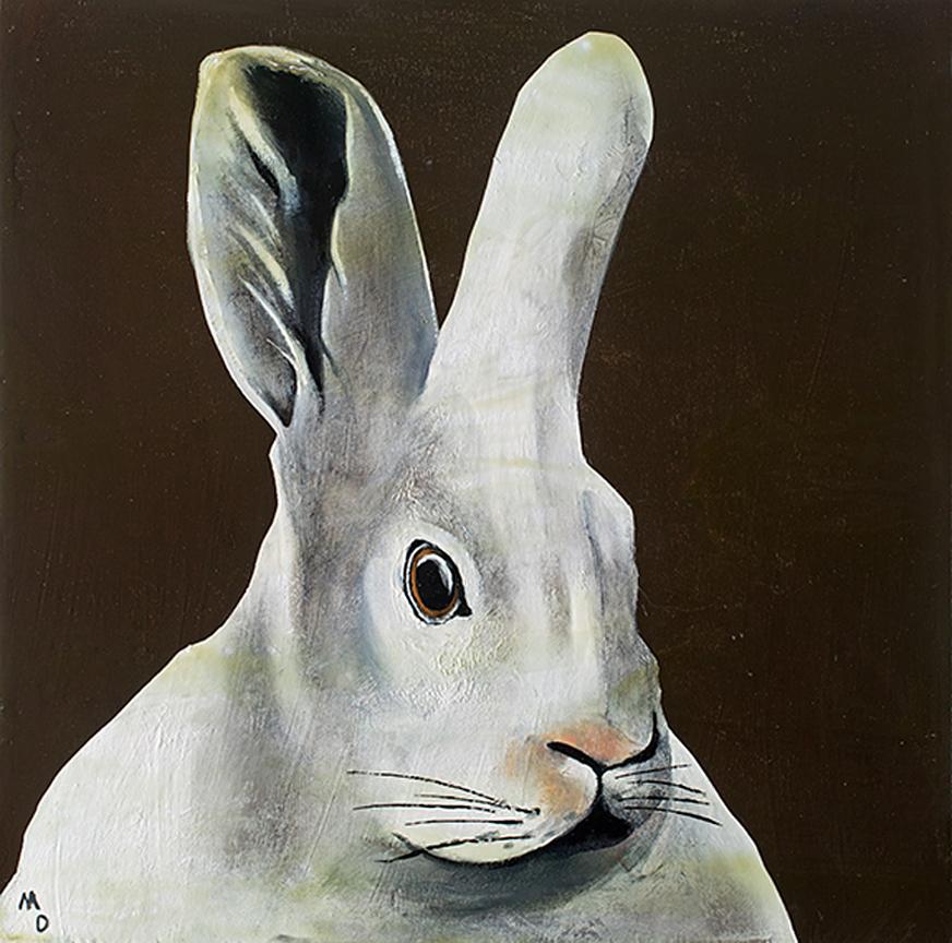 Matthew Dennison Animal Painting - WHITE RABBIT