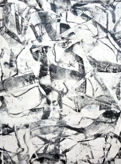 "Brother Smoke" Abstract Expressionist Painting, black and white