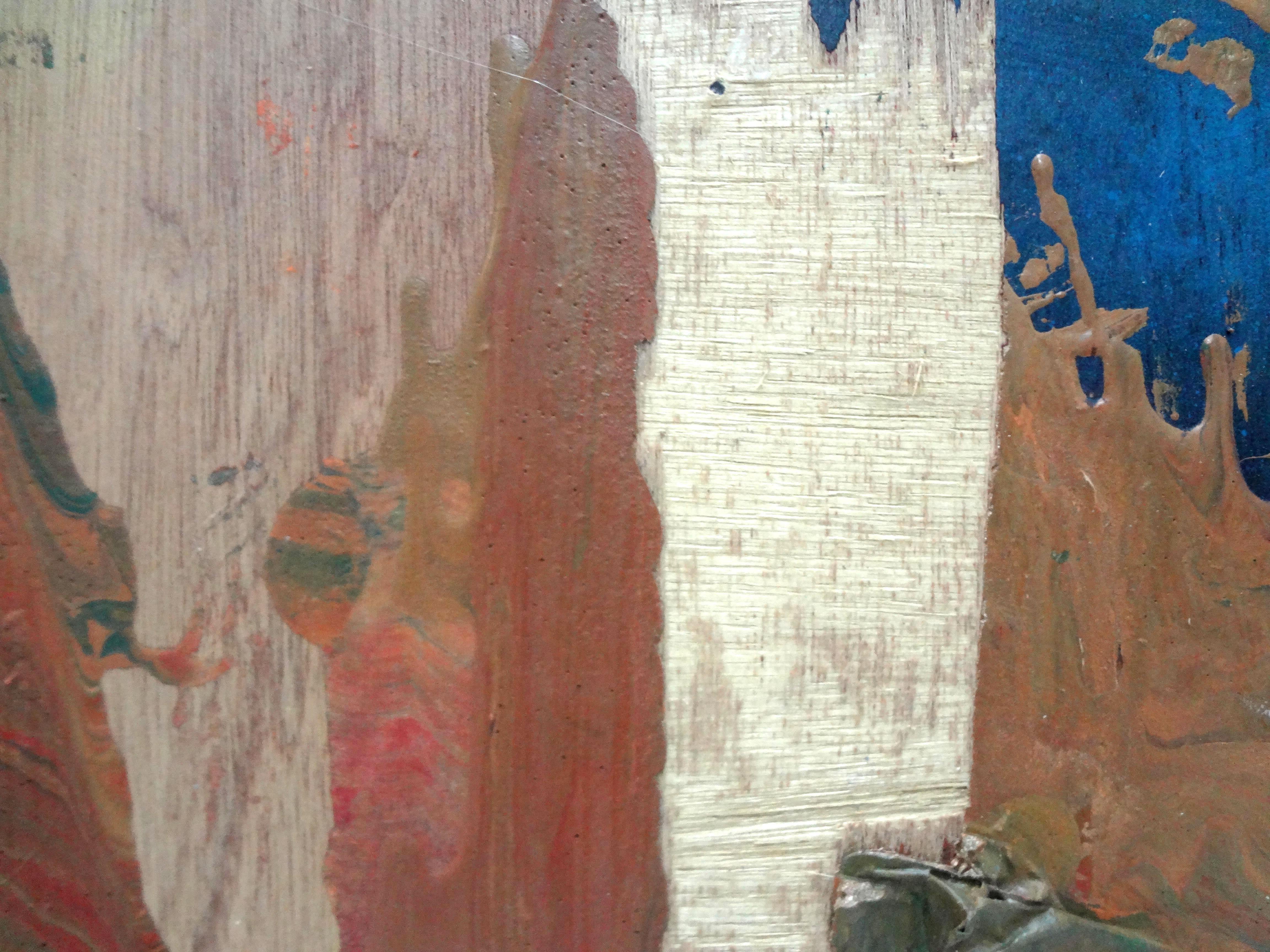 Groundswell, Pittura, Olio su pannello di Wood - Abstract Painting Marrone di Matthew Dibble