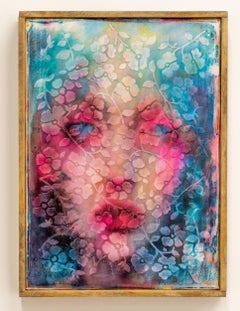 FLORAL VEIL – Impasto-Gemälde – A.I. Frau in Holzrahmen