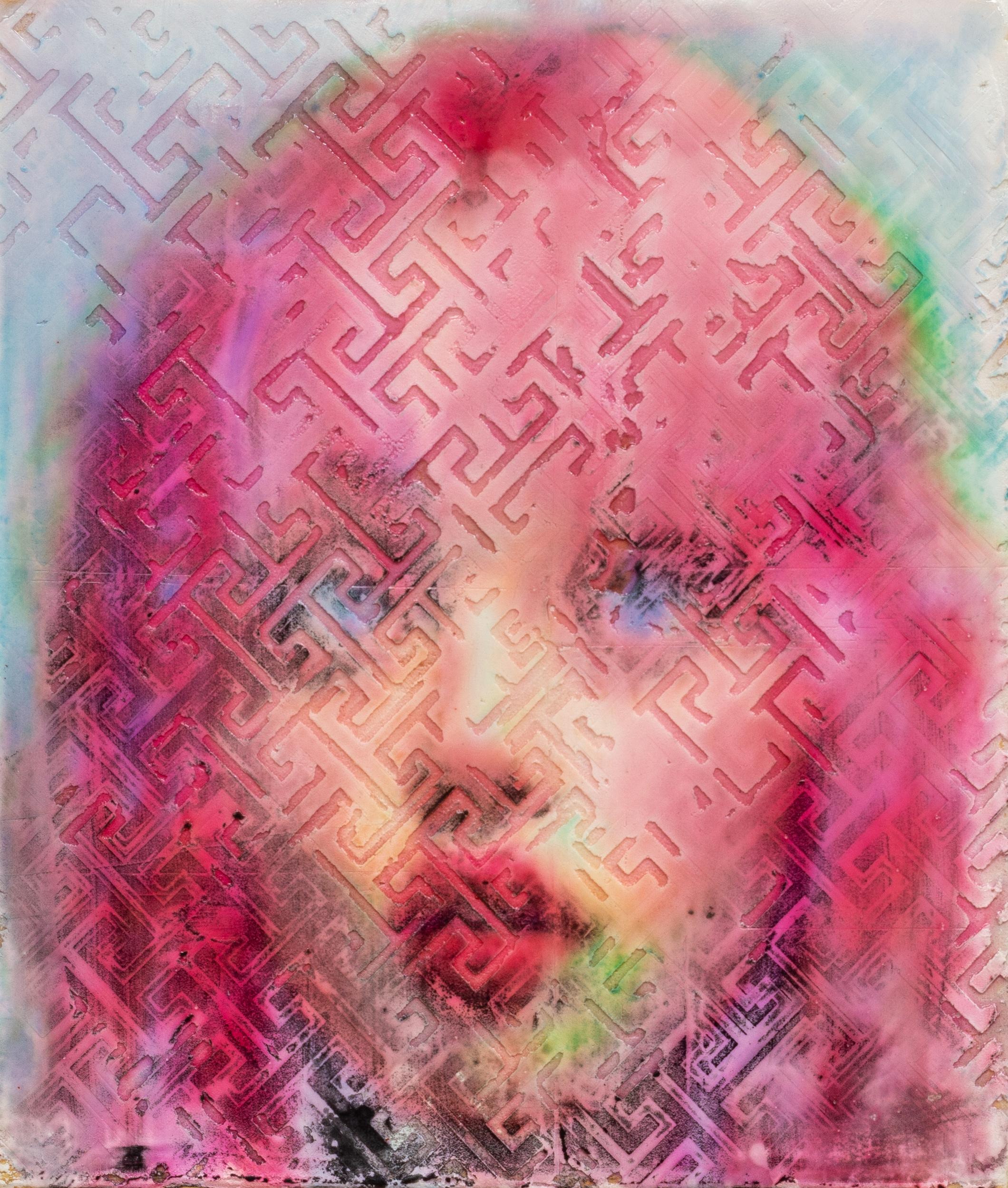 GIRL AFRAID – Impasto-Gemälde – A.I. Frau in Holzrahmen