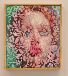 LUCIDITY – Mixed Media-Porträt einer Frau mit strukturiertem Muster – gerahmt