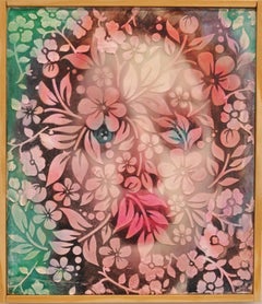 LUCIDITY - Retrato de mujer en técnica mixta con superposición de motivos texturizados - Enmarcado
