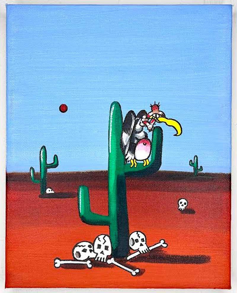 Desert Desolation'
2023
Acrylic on canvas
10 x 8 inches
Signed and dated on verso by the artist

Matthew Hanzman is a self taught painter whose work ranges from bold, whimsical figuration to painterly abstraction. His pieces are notable for their