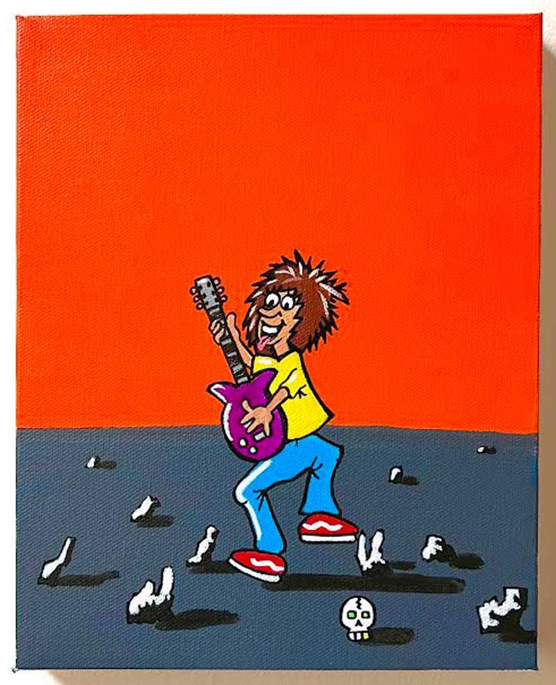 Rock On
2023
Acrylic on canvas
10 x 8 inches
Signed and dated on verso by the artist

Matthew Hanzman is a self taught painter whose work ranges from bold, whimsical figuration to painterly abstraction. His pieces are notable for their bold colors