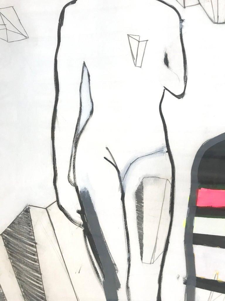 Figurative, Pencil, Acrylic, Paper, Shapes, Lines, Pink, Yellow, Black - Art by Matthew Heller