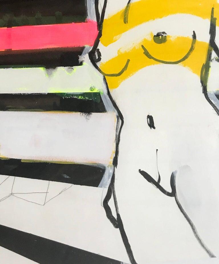 Figurative, Pencil, Acrylic, Paper, Shapes, Lines, Pink, Yellow, Black - Contemporary Art by Matthew Heller