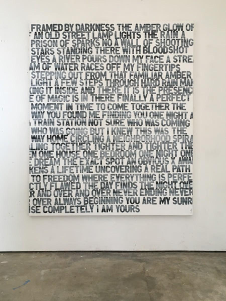 Magic (Poetry), Text, black and white, large, 2010s, series, faded - Painting by Matthew Heller
