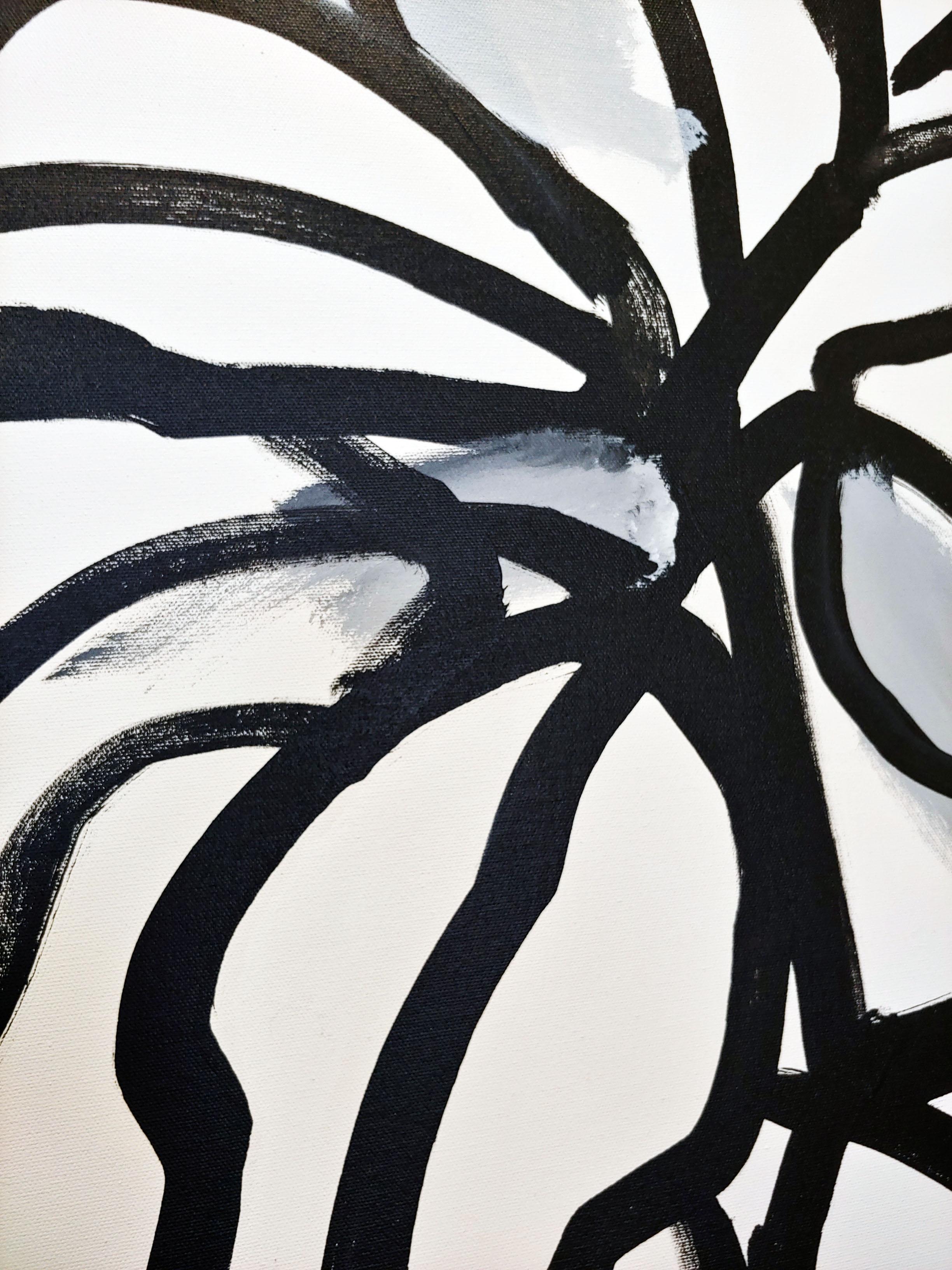 black and white plant painting