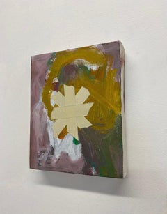 Small Painting, untitled, abstract, pink, yellow, tape, painting