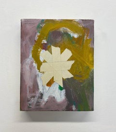 Small Painting, untitled, abstract, pink, yellow, tape, painting 
