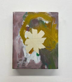 Small Painting, untitled, abstract, pink, yellow, tape, painting