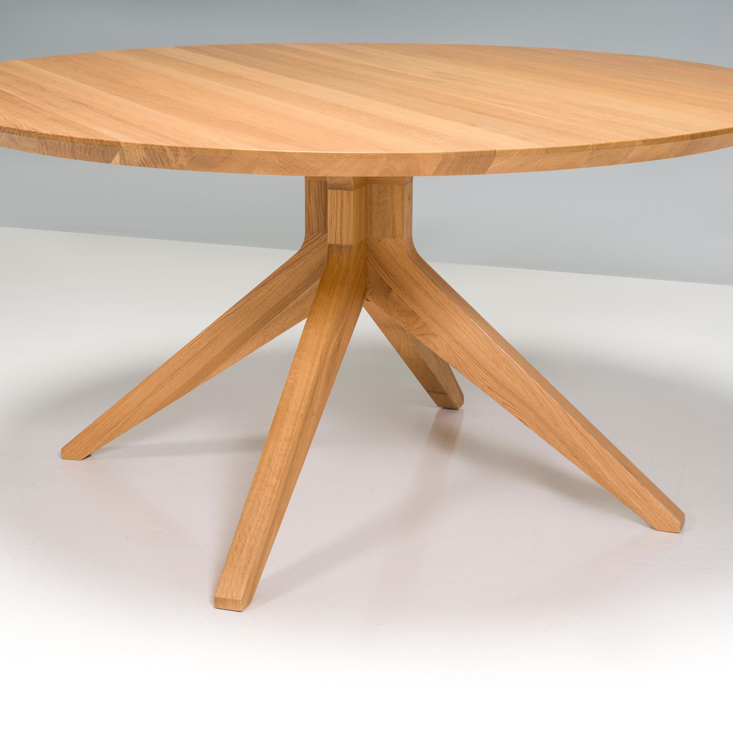 Originally designed by Matthew Hilton in 2014 and manufactured by Case furniture ever since, the Cross dining table is a fantastic example of contemporary British design.

Manufactured in Lithuania from solid oak, the dining table has a large round