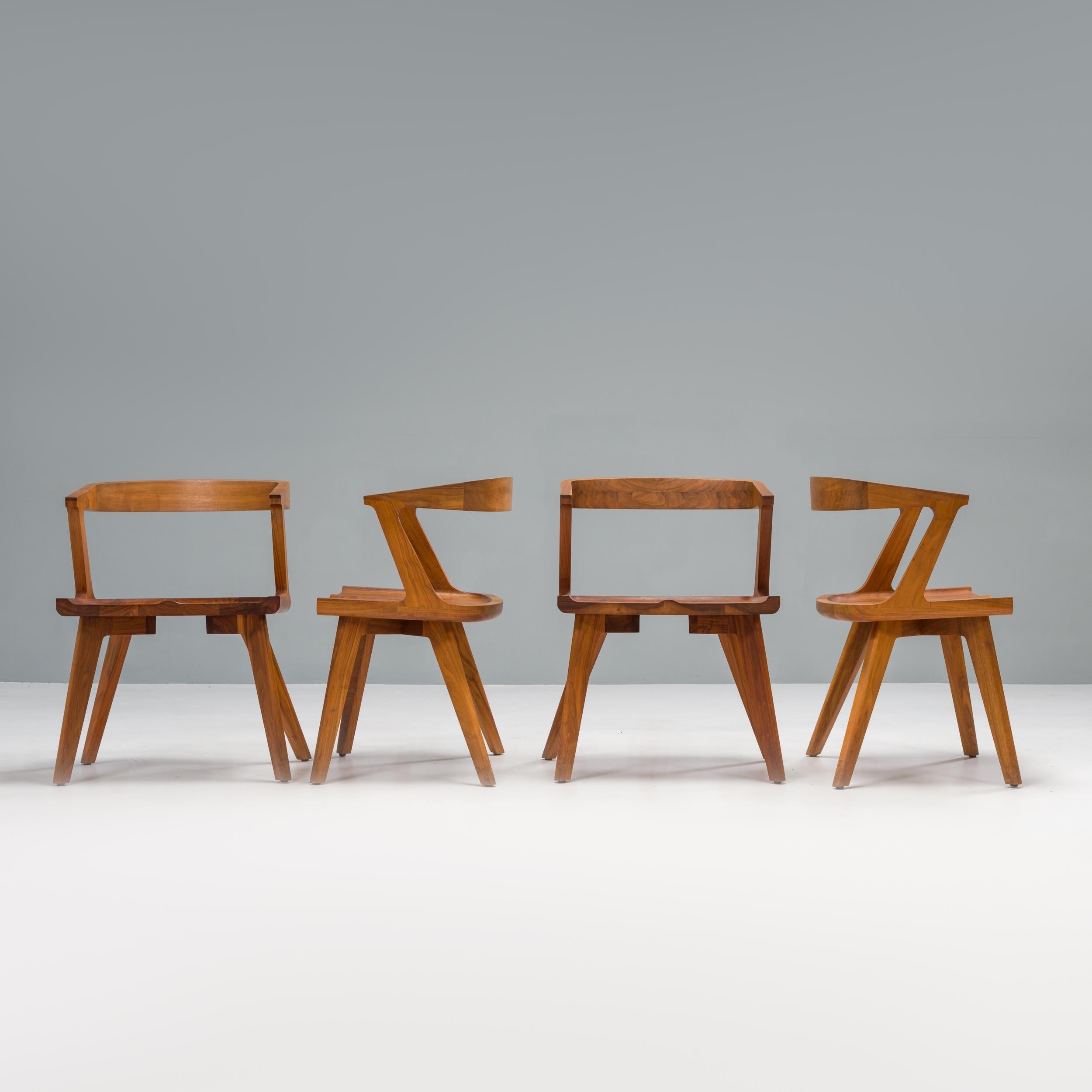 Modern Matthew Hilton for De la Espada Colombo Walnut Dining Armchairs, Set of 4