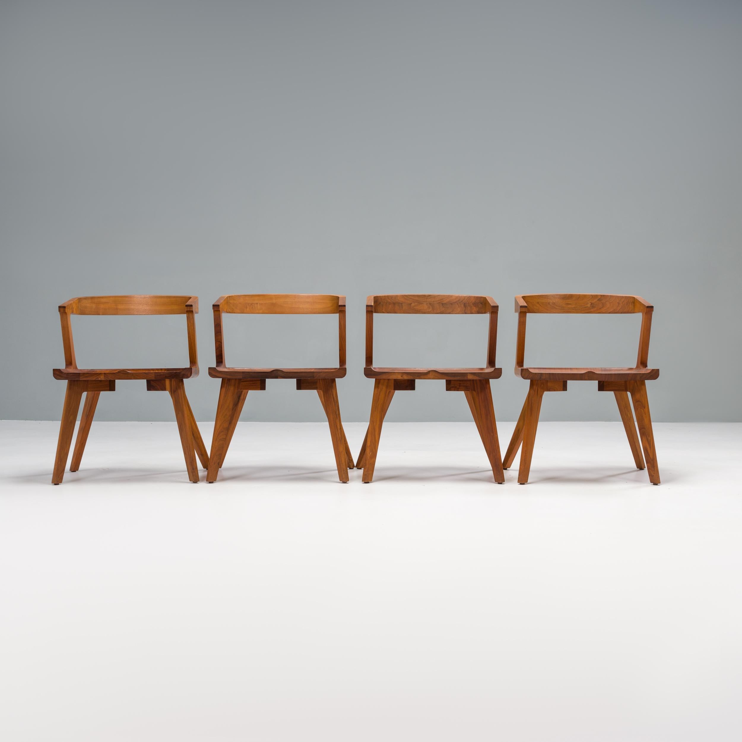 Modern Matthew Hilton for De la Espada Colombo Walnut Dining Armchairs, Set of 8