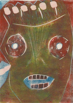 Matthew Hilton (geb. 1948) – Collagraphie des 20. Jahrhunderts, Angry-Kopf