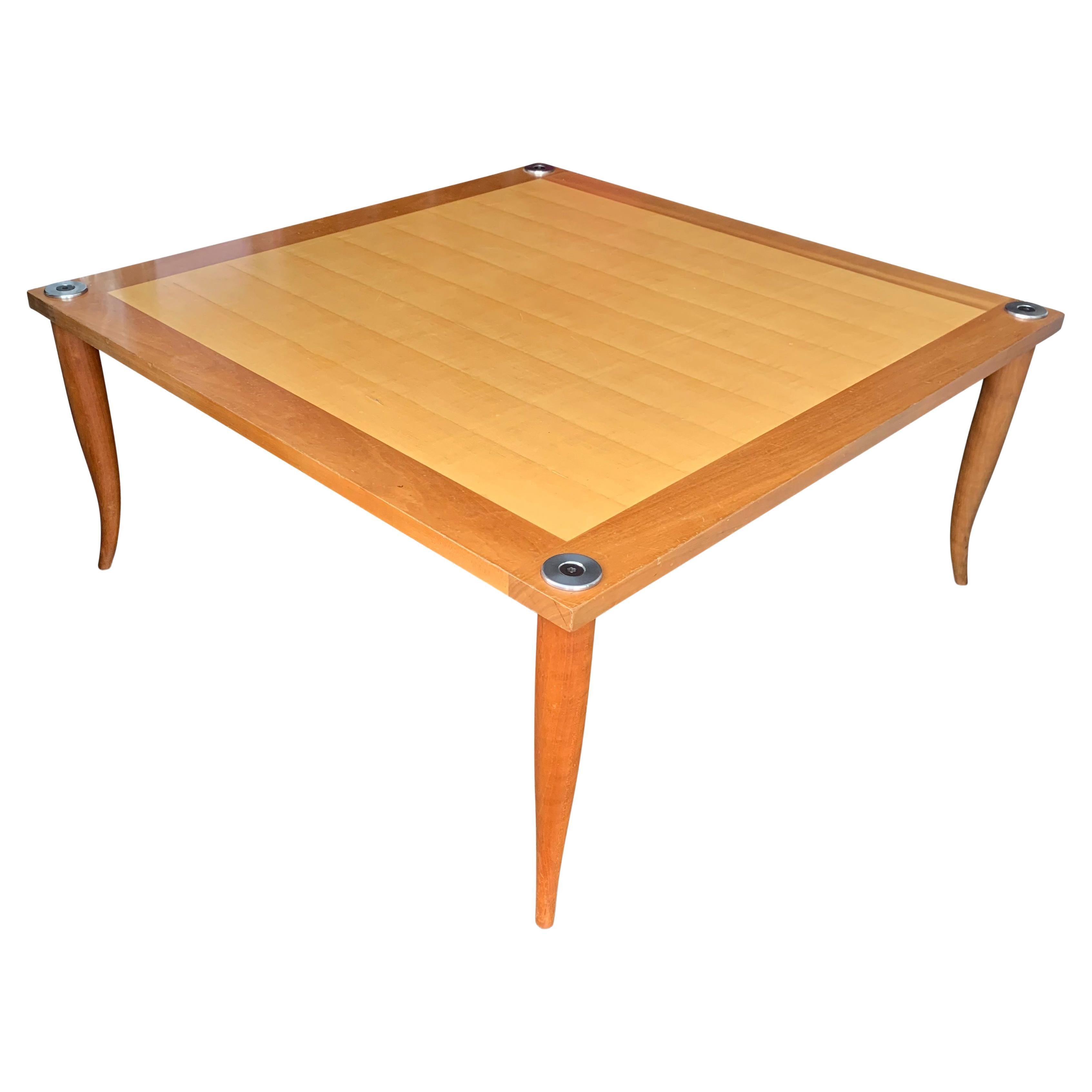 Cherrywood & Chrome Square Coffee Table Raised on Splayed Legs by Matthew Hilton For Sale