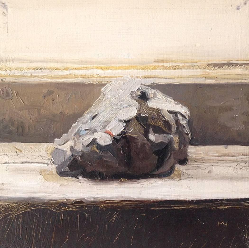 Lump (Small Framed Realistic Still Life Painting of Black Coal) 