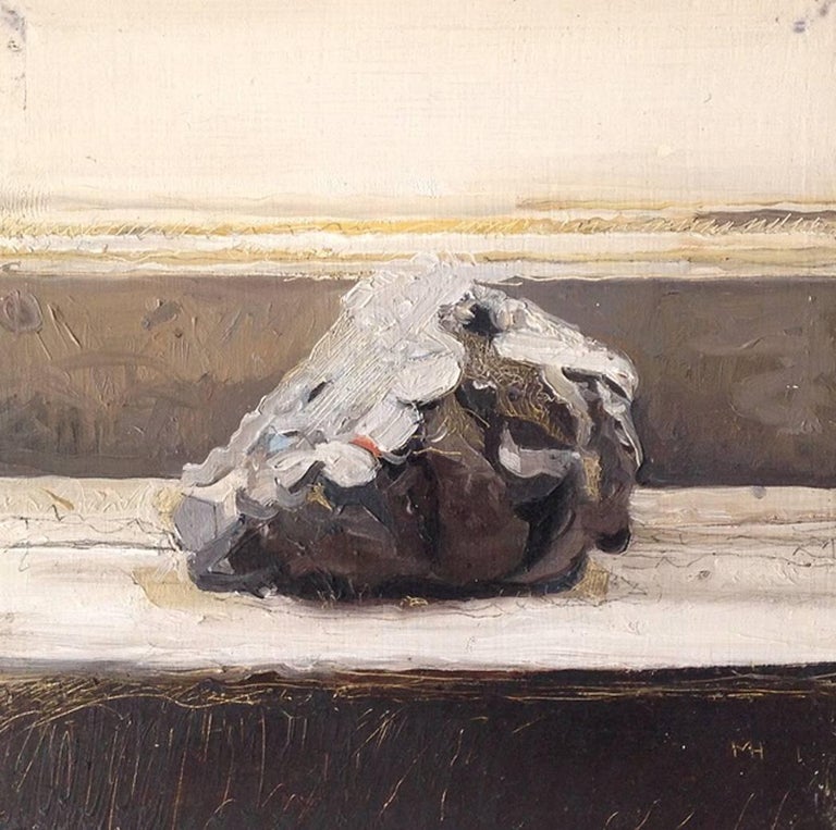 Matthew Hopkins Still-Life Painting - Lump (Small Framed Realistic Still Life Painting of Black Coal) 